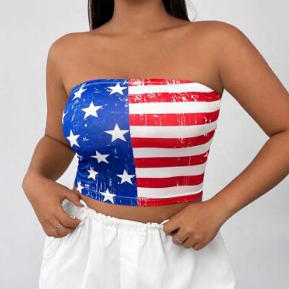LAST ONE! 🇺🇸 American Flag Crop Tube Top